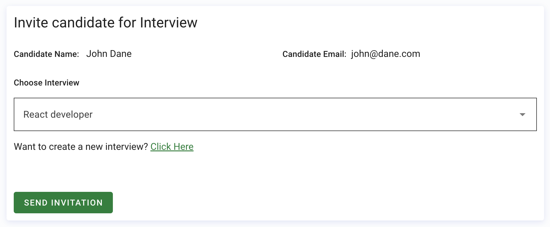 Candidate HulkHire Interview Invite