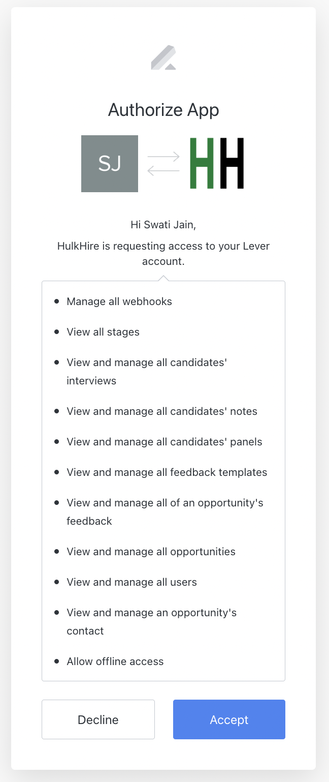 HulkHire Permissions for Lever